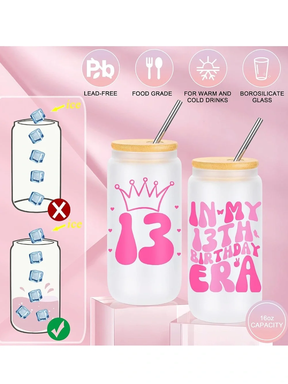 Pink '13th Birthday Era' Tumbler with Straw